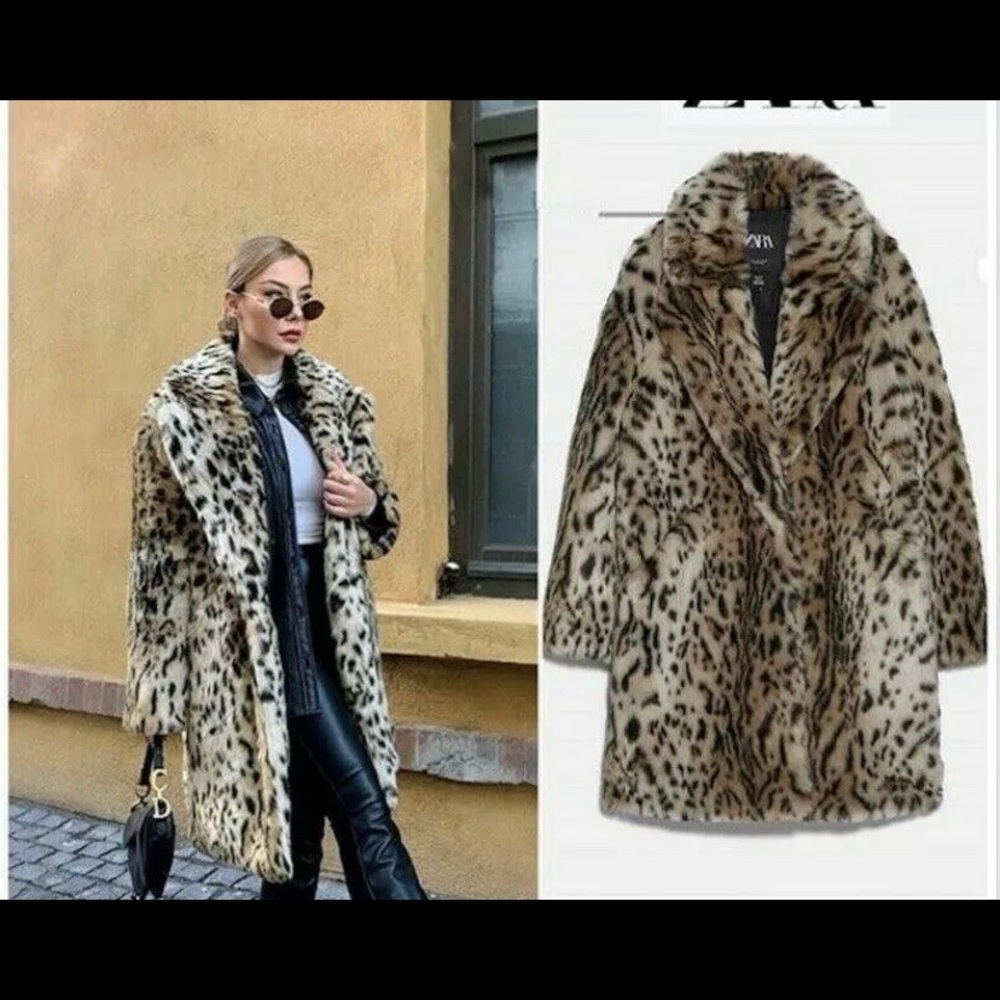 Rare! beautiful Zara luxury faux fur leopard print jacket can be yours xl